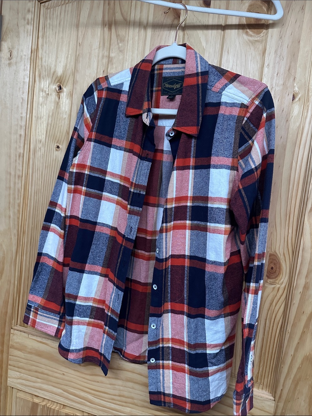 Wrangler Women's Orange Plaid Button-Down Shirt